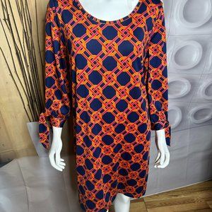 Mud Pie Orange Red and Blue Dress size large (12/14)